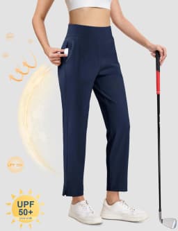 TACVASEN UPF 50+ Golf Pants Women's Stretch Pants High Waisted Work Athletic Casual Dress Pants 5 Pockets for Yoga Business