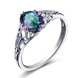 Original Female Ring 100% 925 Sterling Silver Oval Red Garnet Color Rings for Women Art Deco Revival Vintage Jewelry Wholesale
