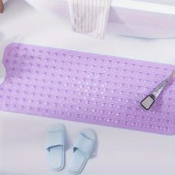 1Pc Non-Slip Shower Mat Bathtub Mat with Drain Holes and Suction Cups Machine Washable Household Bathroom Shower Carpet Bathroom