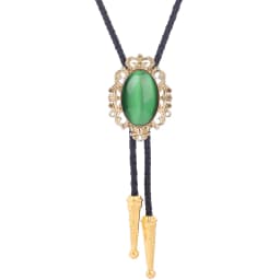 BRONZE GEM Bolo Tie Western Cowboy Opal Rodeo Leather Necktie
