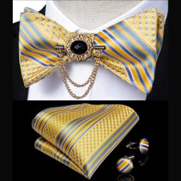 Exqusite Men's Self-tie Bowties Wedding Neck Ties For Man Accessories Cufflinks Hanky Brooch Set Red Black Yellow Blue Bowtie