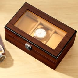 M&Q Solid Wood Watch Storage Box With Clear View Window Metal Latch Handmade Wristwatch Display Organizer Watch Gift Box