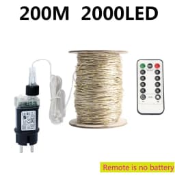 100M 200M LED String Lights Silver Wire Fairy Lights Christmas Garland For Outdoor Street New Year Tree Wedding Party Decoration
