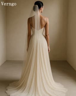 Verngo Simple A Line Wedding Dress Pleat Classy Bridal Gowns Women Elegant Zipper Beach Bride Dresses Customized
