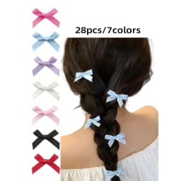 7-56PCS Multi-color Ribbon 4cm Bow Hair Clip Ballet Style Sweet Duckbill Clip Side Clip Dopamine Hair Braiding Headwear