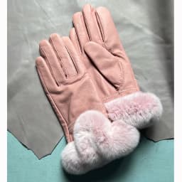 Autumn winter women's genuine leather gloves 100% real rex rabbit fur genuine sheepskin mittens black red blue pink