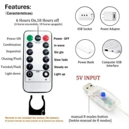 LED Curtain String Lights Christmas Garland Decor Fairy Light 8 Modes USB Remote Control Wedding Holiday Party for Bedroom Home