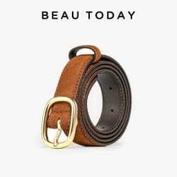 BEAUTODAU Belt Women Split Leather Trend Elliptical Pin Buckle Accessories All-Match Jeans Waistband Ladies Handmade 91119