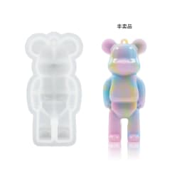 DIY Crystal Epoxy Silicone Mold Cute Sitting Stand Bear KeyChain with Hole Jewelry Pendant Mirror Silicone Resin Mold