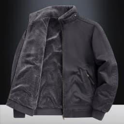New Autumn Winter Men Washed Cotton Reversible Flight Jacket Lamb Fleece Fleece Lined Thick Warm Outerwear For Middle Aged Male