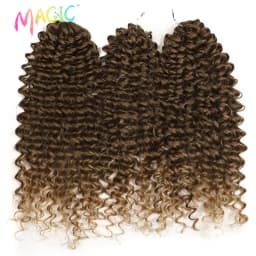 Magic 24 Inch Brown Blonde Deep Wave Synthetic Hair Bundles High Temperature Fiber Crochet Braiding Hair Extensions For Women