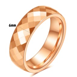 4MM/6MM Black Rose Gold Faceted Edge Dome Polished Tungsten Carbide Wedding Band Couple Rings for Women Men Size 5-12