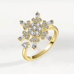 SMJEL Flower Shiny Rhinestone Rotatable Fidget Spinner Ring for Women Anti Anxiety Butterfly Animal Design Anti Stress Accessory