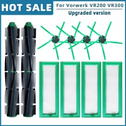 Replacement For Vorwerk Kobold VR200 VR300 Robot Vacuum Cleaner Main Roller Brush Side Brush Hepa Filter Spare Parts Accessories