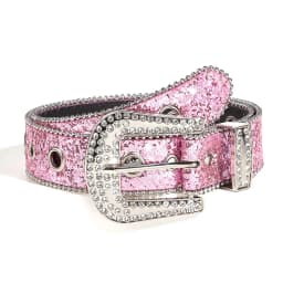 Studded Belt Punk Rock Rivet Belt Grommet Threads Belt with Bright Metal Pyramid for Women Men Black Pink White