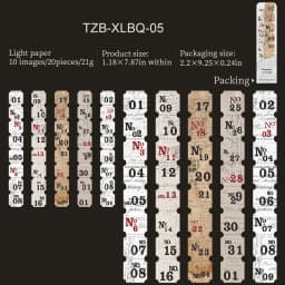 JIANWU Sequence Tag Series Vintage Date Digits Number Label Landscape Material Collage Sticker Creative DIY Journal Stationery