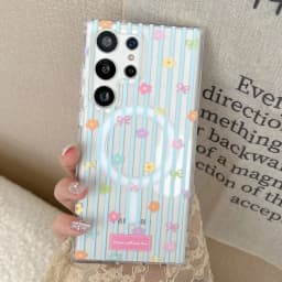 Bow Stripe Cute Wave Point Pattern Clear For MagSafe Phone Case For Samsung Galaxy S26 S25 S24 S23 Ultra Plus Shockproof Cover