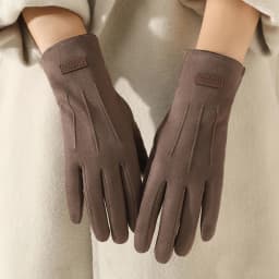 Women Winter Thick Keep Warm Fashion Simple Style Three Stripes Suede Touch Screen Gloves Cycling Driving Coldproof Mittens