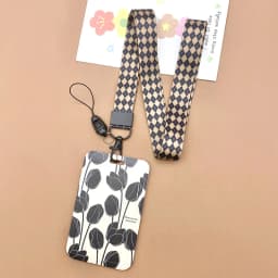 1 Pcs Simple Black And White Flowers Card Holder Campus Student Card Work Permit Bank Card Bus Card ABS Plastic Card Cover