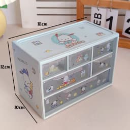 Official Themed Three Grid Drawer Storage Box Clear Multi Compartment Cute Desktop Organizer For Dorm Bedroom
