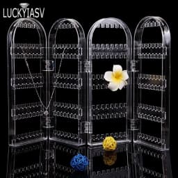 60 to 360 holes Plastic Earrings Studs Display Rack Folding Screen Earring Jewelry Display Stand Holder Storage For Stud