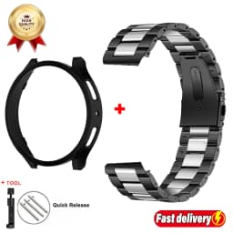 Metal Starp+Case for Samsung Galaxy Watch6 Classic 43mm 47mm PC Case for Galaxy Watch6 5 40mm44mm Stainless Steel Bracelet Strap