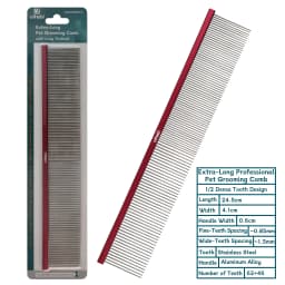 OITABI 24.5cm Extra-Long Professional Pet Grooming Comb with Long Tooth, Semi-Dense & Semi-Wide Row Comb for Cat Dog Round Tooth