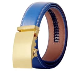 Unisex Click Belts for Men Luxury Brand Designer Fashion Automatic Buckle Genuine Leather Men's Belt Male Jeans Waist Strap Blue
