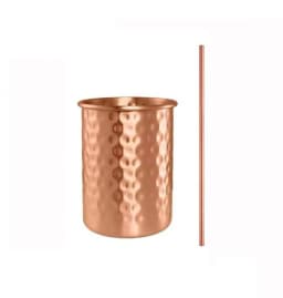 Retro Pure Copper 2 Cups, 2 Straws Set 400ml Solid Moscow Mule 100% Copper Cocktail Glass Beer Milk Mug Tea Tumbler Drinkware