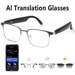 Smart glasses, app translation, color-changing lenses, high-definition voice calls, Hi-Fi music quality, open-ear audio glasses.