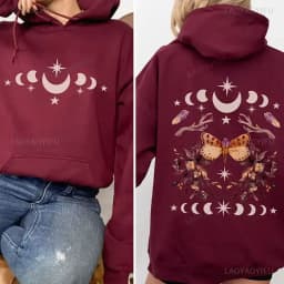 Bug Goblincore Moon Phases Moth Hoodie Luna Moth Sweatshirt Dark Academia Clothing Cottagecore Top Witchy Sweater Insect Tshirt