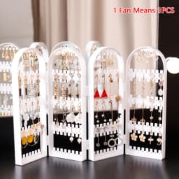Folding Earrings Studs Display Rack Necklace Jewelry Shelf Stand Holder Panels Screen Organizer Storage Box