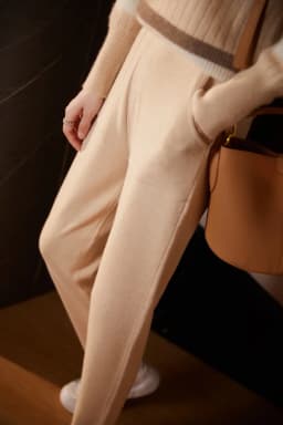 Pure Cashmere Pants with Open Pocket, Feet Show Legs, Casual Harem Pants, Knitted Pants, New, Autumn and Winter