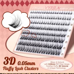 VYRILA Lashes Cluster D Curl DIY Lash Extension 3D Wispy Individual Lashes D Curl Eyelash Clusters 8-16mm Individual Lashes