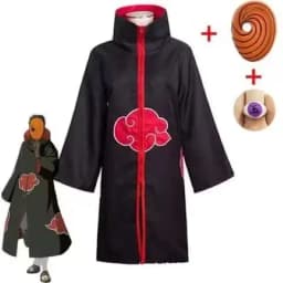 Naruto Akatsuki Tobi Cosplay Full Set: Obito Uchiha Costume with Coat, Mask & Jade Ring – Perfect for Cosplay Events