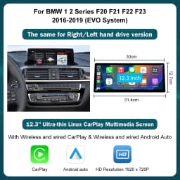 12.3 Wireless CarPlay Android Auto Multimedia Linux Screen For BMW 1 2 3 4 Series F20 F21 F22 F30 F31 F32 F33 NBT OR EVO