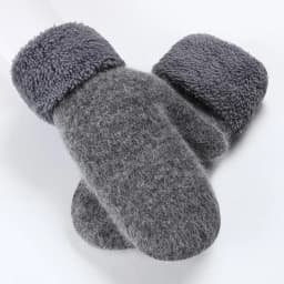 Winter Warm Plus Cashmere Solid Elasticity Soft Full Fingers Mittens Gloves for Women Rabbit Fur Thicken Knitted Cute Gloves