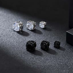 Punk Round Zircon Magnetic Ear Studs Clips Non Piercing Stainless Steel Small Earrings for Women Men Fashion Jewelry 