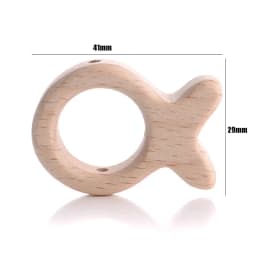 10Pcs Beech Beads Heart Butterfly Rainbow Elephant Flower Animal Wooden Beads for Bbay Chew Teether Beads Pacifier Clips Chain