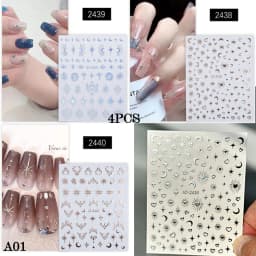 1/4 PCS 3D Metal Silver Golden Starburst Nails Stickers Manicure French Nail Art Decoration Decal Y2K Nail Art Tips Nail Charm