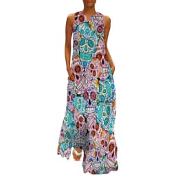Skeleton Print Dress Spring Horror Monsters Street Style Bohemia Long Dresses Womens Night Club Maxi Dress Birthday Gift