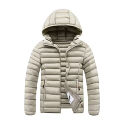 Mens Quilted Warm Parkas White Duck Down Padded Winter Jacket Hooded Mens Puffer Jacket Waterproof Lightweight Outdoor Outwear