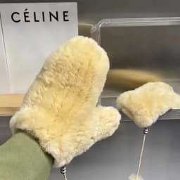 Women's Winter Real Rex Rabbit Fur Gloves Warm Thick Ladies Fur Mittens Elastic Girls Ski Glove Mitts Elastic Soft With String