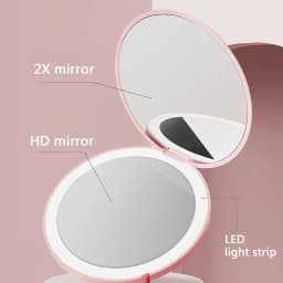 Travel Personalized Small LED Light Cosmetic 2 Side Folding Makeup Compact Pocket Mirror Women Luminous Effect Mini Mirror