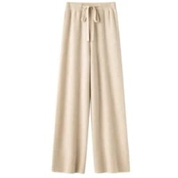 Temperament Cashmere Cloud Pants High Waist Drape Wide Leg Pants Women's White Casual Versatile Knitted Floor-mopping Trousers