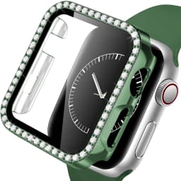 Glass+Case For Apple Watch series 8 7 6 5 4 3 SE Diamond bumper Screen Protector+cover iWatch case 45mm 41mm 44mm 40mm 42mm 38mm