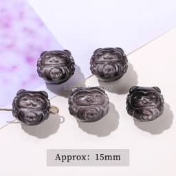 1 Pc Natural Stone Gold Silver Obsidian Carved Bead Cat Paw Pixiu Animals Cute Bead With Hole For Jewelry Making Diy Necklace