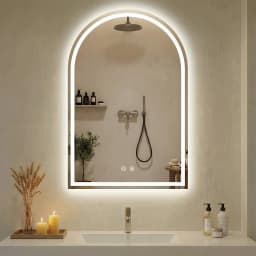 JHK Arched LED Bathroom Vanity Mirror for Wall Backlit Mirror with 3-Color Lights Memory Function Tempered Glass For Living Room
