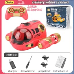 Remote-controlled Electric Boat 2.4G_Hz Waterproof Spray Light RC Electric Steam Boat Toy for Boys and Girls Kids Festival Gifts