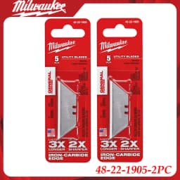 Milwaukee 48-22-1905 Utility Knife Blades Heavy-Duty Iron-Carbide Replacement Blades for Box Cutters & Cutting Tasks